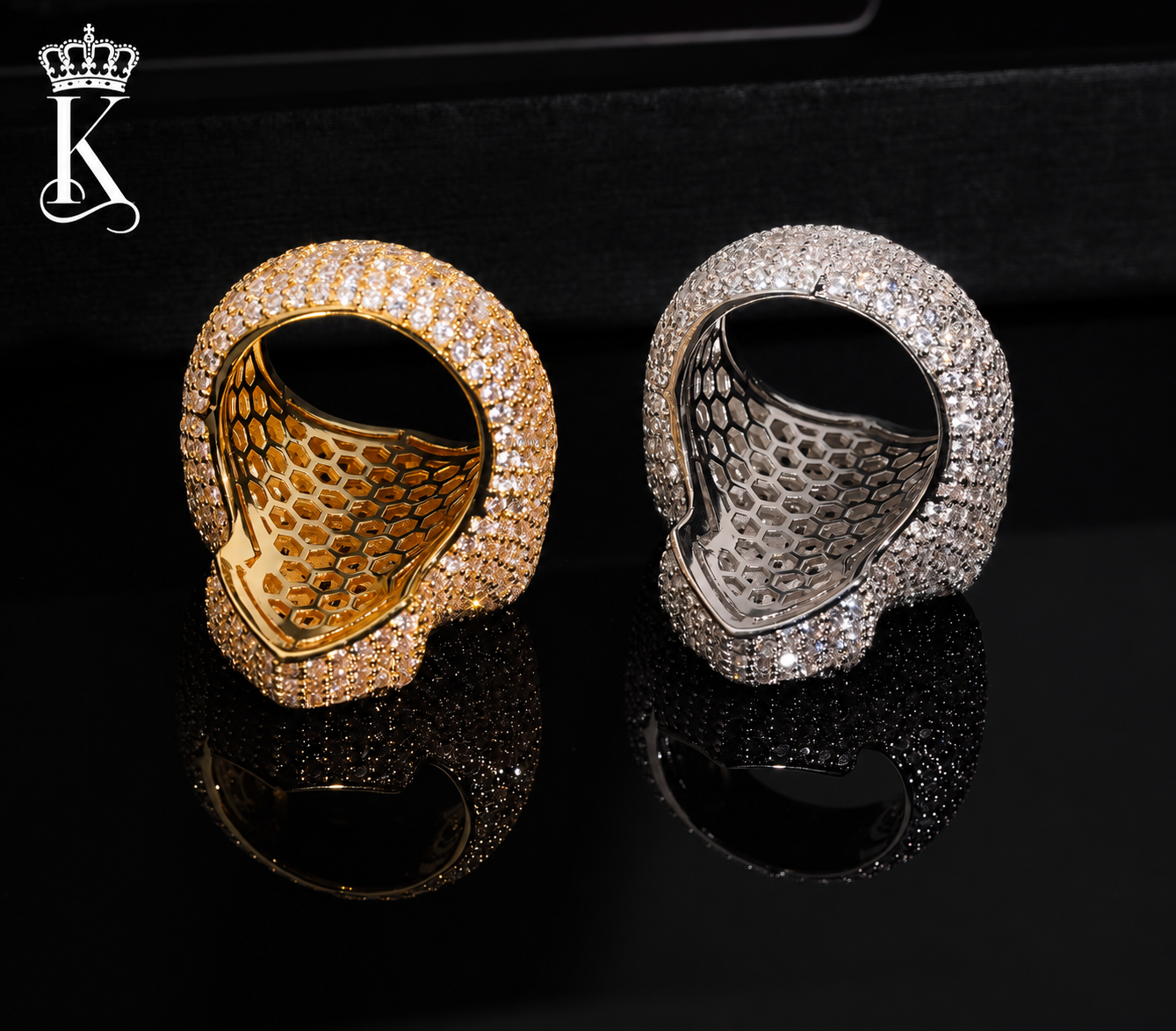 Iced Cross Statement Ring – Baguette & Round Cut Stone Ring