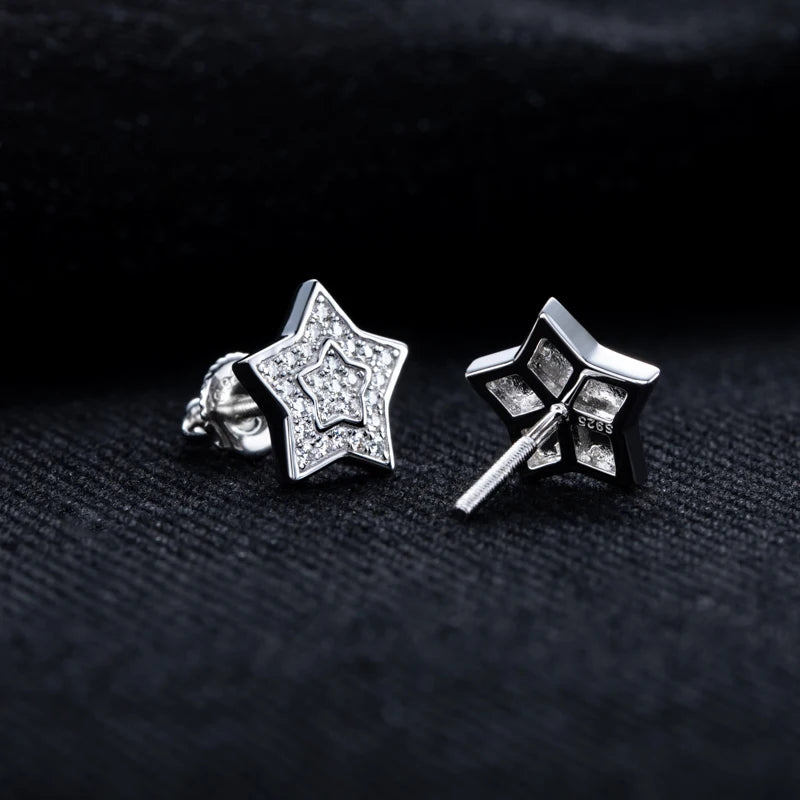 Moissanite Iced Out Star Stud Earrings 925 Sterling Silver Earrings
