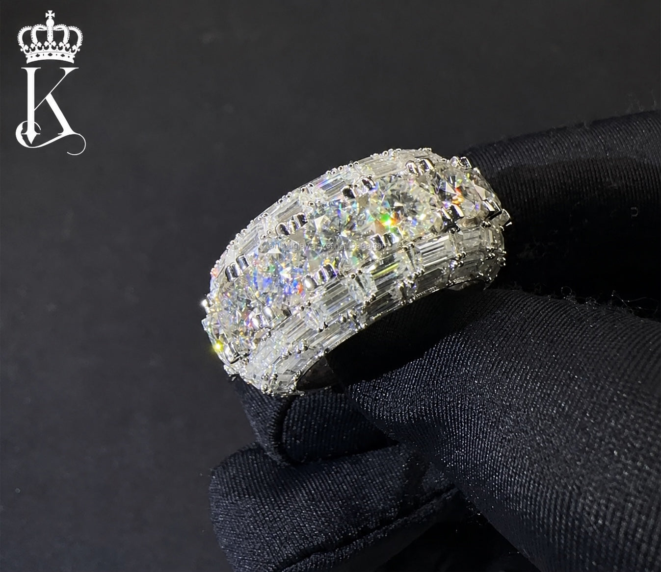 Fantastic Jewelry Department luxury eternity band featuring round and baguette-cut stones in a silver-tone setting.