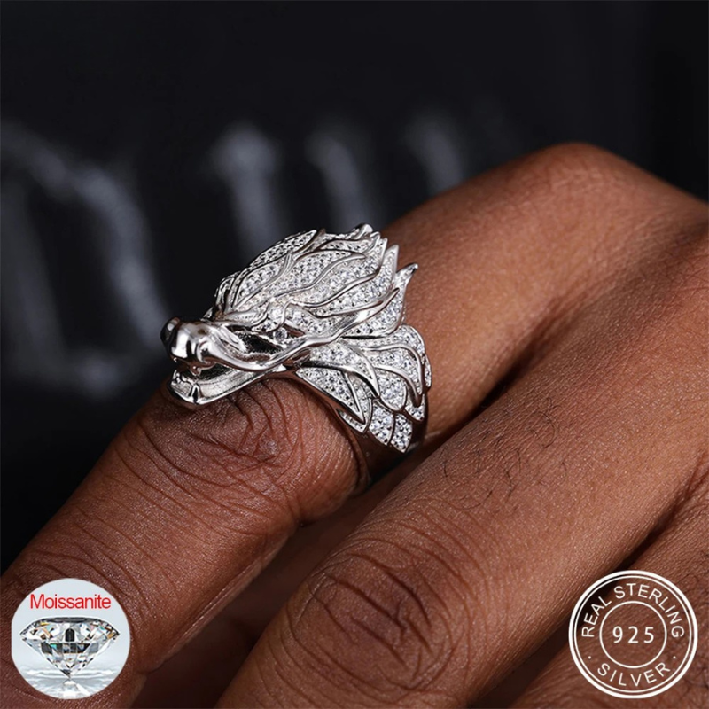 Dragon Ring S925 Sterling Silver Moissanite Iced Out Ring
