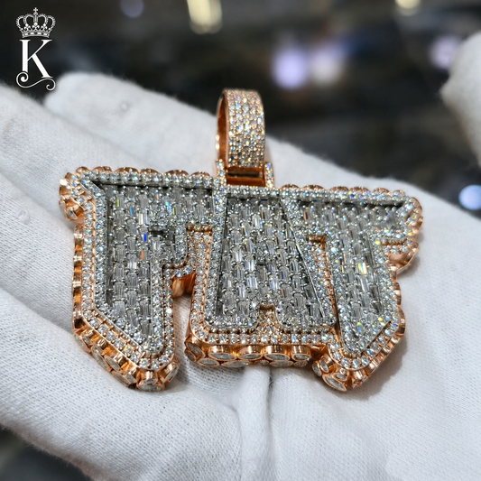 Custom Baguette Name Pendant – Personalized Iced Out Logo & Letter