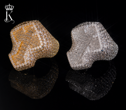 Iced Cross Statement Ring – Baguette & Round Cut Stone Ring