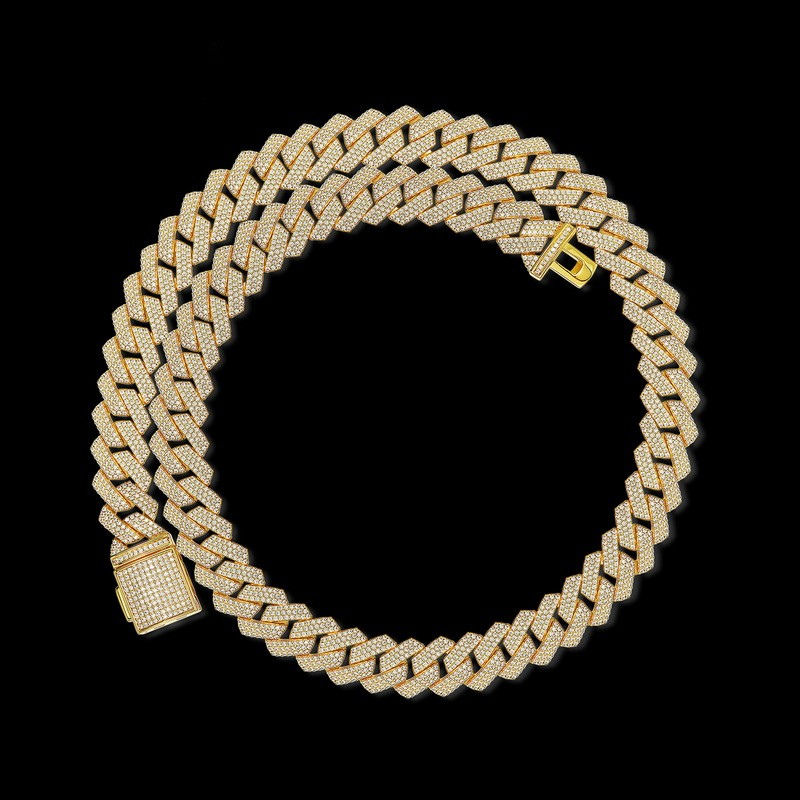 13mm/14mm/16mm Sterling Silver Hip Hop Iced Moissanite Cuban Link Chain