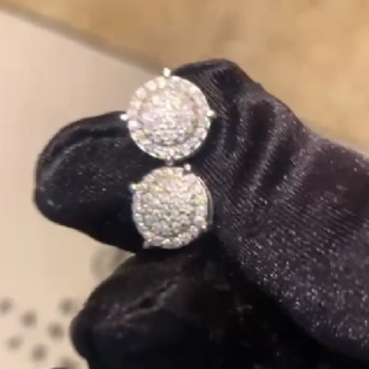 Moissanite Iced Out Earrings Sterling Silver Screw Back VVS Diamond