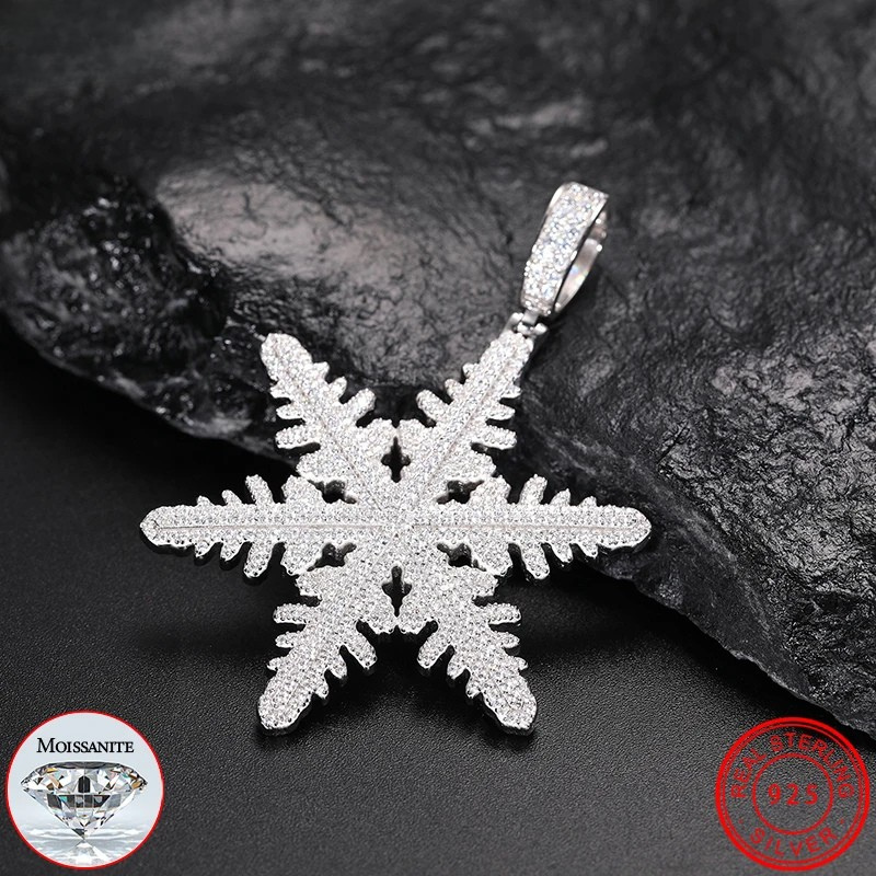 925 Sterling Silver Snowflake Moissanite Pendant