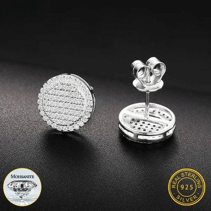 VVS1 Moissanite Sterling Silver Iced Out Round Stud Earrings