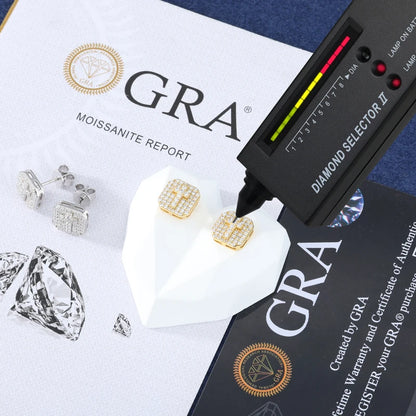 Moissanite Diamond Cross Stud Earrings Sterling Silver Earrings