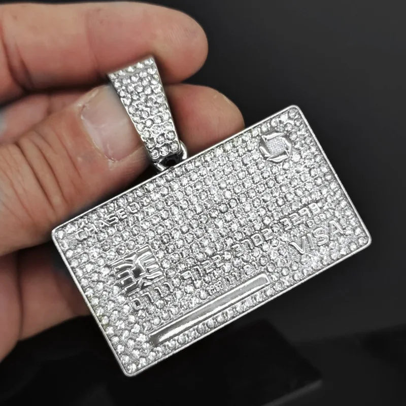 Credit Card Sterling Silver Moissanite Pendant