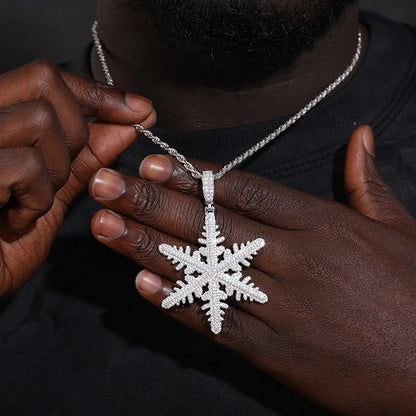 925 Sterling Silver Snowflake Moissanite Pendant