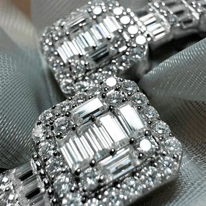 Full Moissanite Cuff Bangle S925 Silver Bracelet