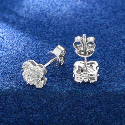 Moissanite Geometry Stud Earrings Sterling Silver Diamond Tester Passed