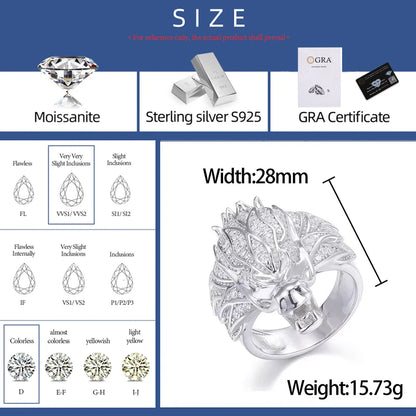 Dragon Ring S925 Sterling Silver Moissanite Iced Out Ring