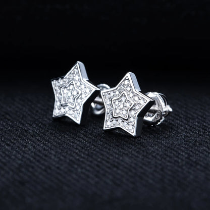 Moissanite Iced Out Star Stud Earrings 925 Sterling Silver Earrings