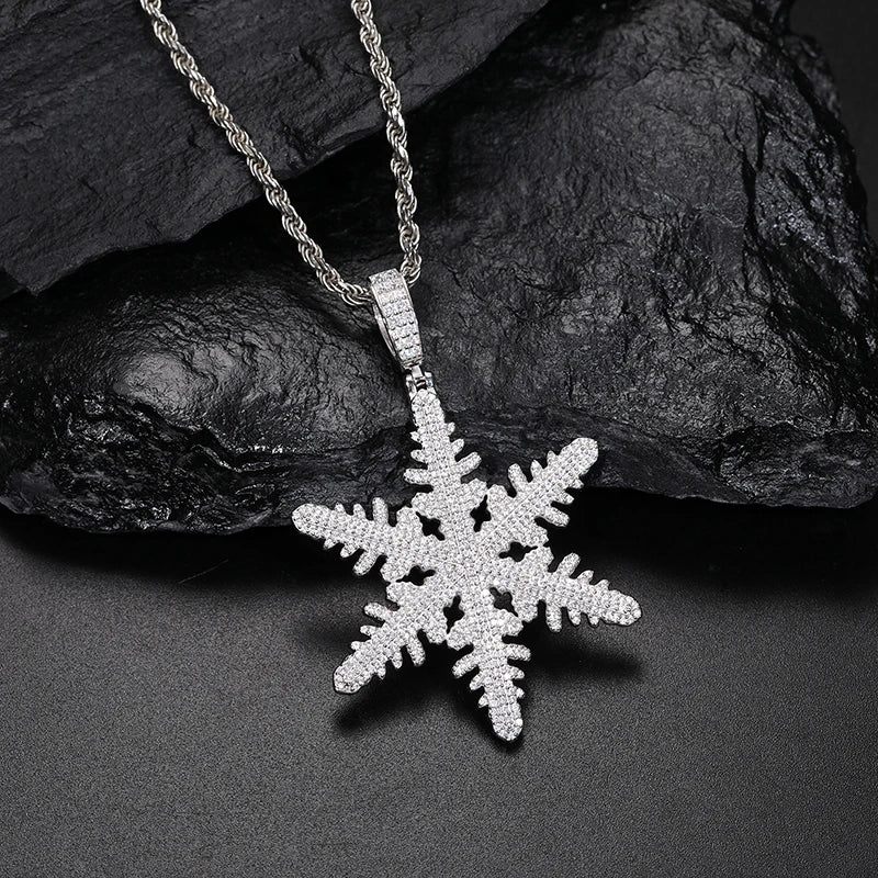 925 Sterling Silver Snowflake Moissanite Pendant