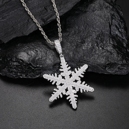 925 Sterling Silver Snowflake Moissanite Pendant