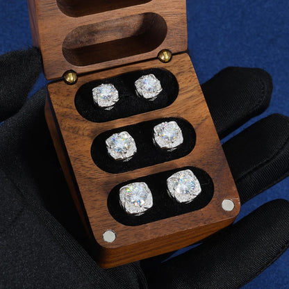 Moissanite Little Windmill Earrings Sterling Silver Halo Stud Earrings