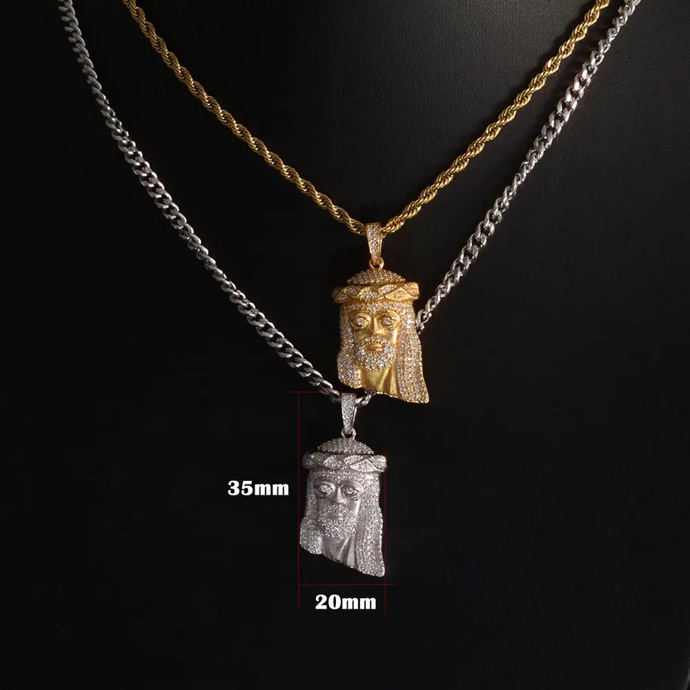 Jesus Head Sterling Silver Moissanite Pendant