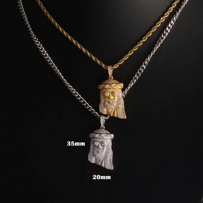 Jesus Head Sterling Silver Moissanite Pendant