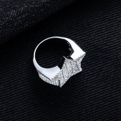 Moissanite Iced Out Pentagram Ring Sterling Silver Star Ring