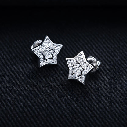Moissanite Iced Out Star Stud Earrings 925 Sterling Silver Earrings