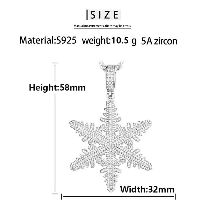925 Sterling Silver Snowflake Moissanite Pendant