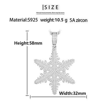 925 Sterling Silver Snowflake Moissanite Pendant
