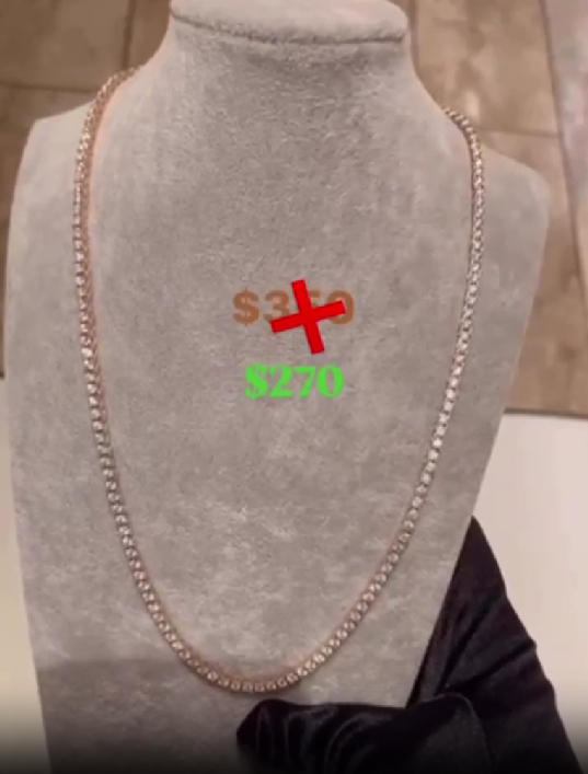 3mm Moissanite Tennis Chain Necklace 925 Sterling Silver Iced Out Chain