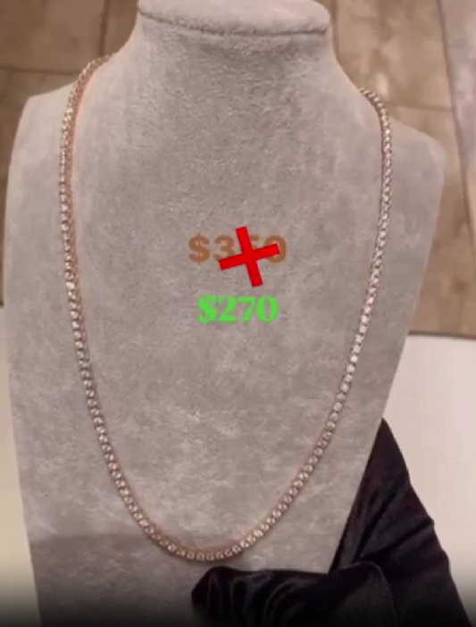 3mm Moissanite Tennis Chain Necklace 925 Sterling Silver Iced Out Chain