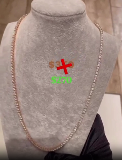 3mm Moissanite Tennis Chain Necklace 925 Sterling Silver Iced Out Chain