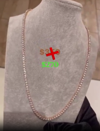 3mm Moissanite Tennis Chain Necklace 925 Sterling Silver Iced Out Chain