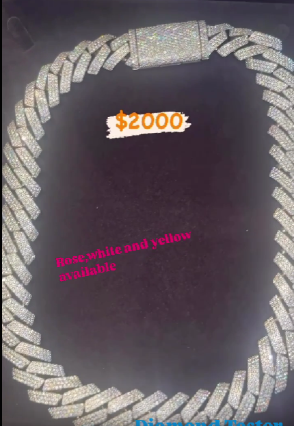 20mm Iced Cuban Link Chain Necklace – Diamond-Style Hip Hop Men’s Chain with Box Clasp