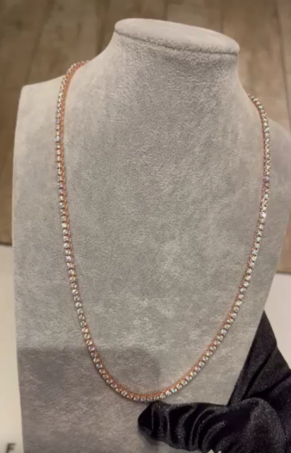 22inch Rose Gold Moissanite Tennis Chain Necklace | Iced Luxury