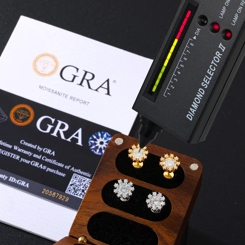 1CT Moissanite Diamond Halo Sunflower Stud Earrings Sterling Silver