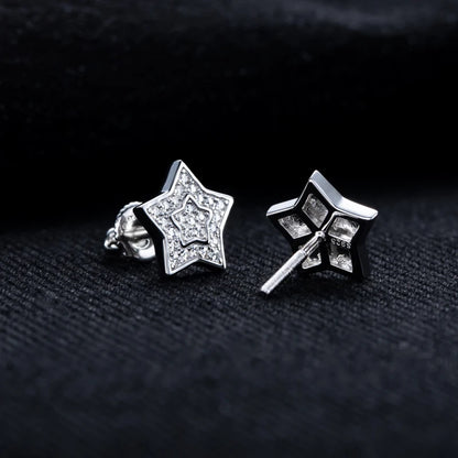 Moissanite Iced Out Star Stud Earrings 925 Sterling Silver Earrings