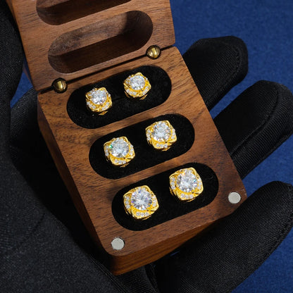 Moissanite Little Windmill Earrings Sterling Silver Halo Stud Earrings