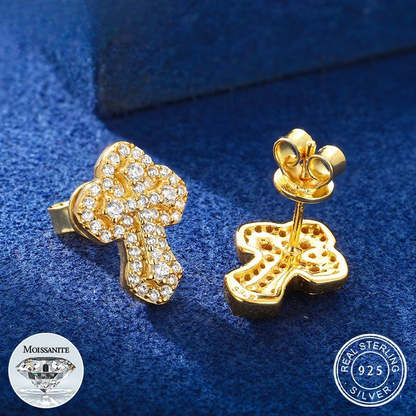 Moissanite Cross Stud Earrings 925 Sterling Silver Religious Jewelry