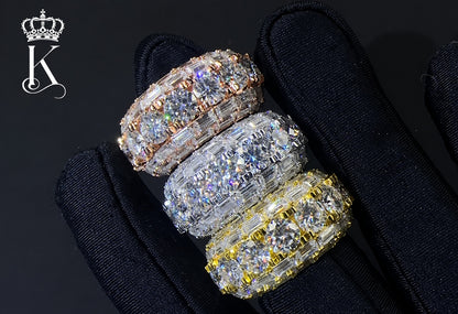 Fantastic Jewelry Department luxury eternity rings in rose gold, silver, and gold with round and baguette-cut stones.
