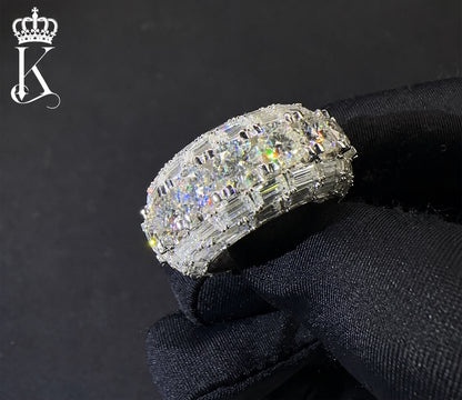 Fantastic Jewelry Department luxury eternity band featuring round and baguette-cut stones in a silver-tone setting.