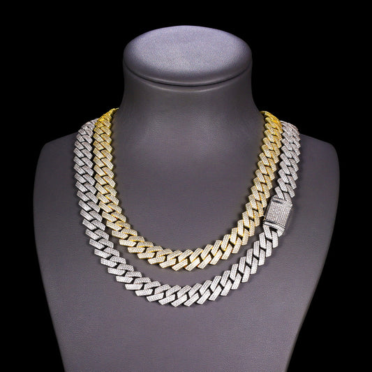 13mm/14mm/16mm Sterling Silver Hip Hop Iced Moissanite Cuban Link Chain