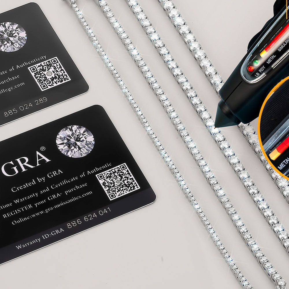 2mm Moissanite Sterling Silver Tennis Chain Necklace and Bracelet Set