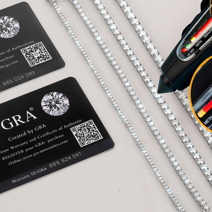 2mm Moissanite Sterling Silver Tennis Chain Necklace and Bracelet Set