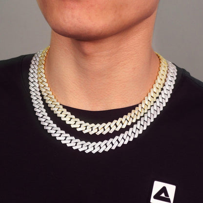 13mm/14mm/16mm Sterling Silver Hip Hop Iced Moissanite Cuban Link Chain