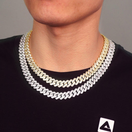 13mm/14mm/16mm Sterling Silver Hip Hop Iced Moissanite Cuban Link Chain