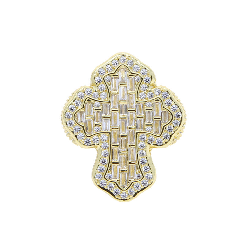 Cross 925 Sterling Silver Moissanite Diamond Hip Hop Iced out Ring