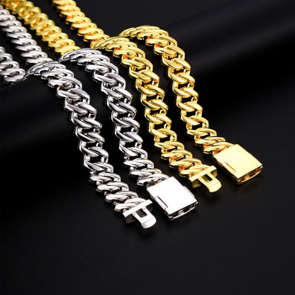 13mm/14mm/16mm Sterling Silver Hip Hop Iced Moissanite Cuban Link Chain