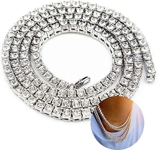 2mm/3mm/4mm Sterling Silver Hip Hop Moissanite Tennis Chain Necklace