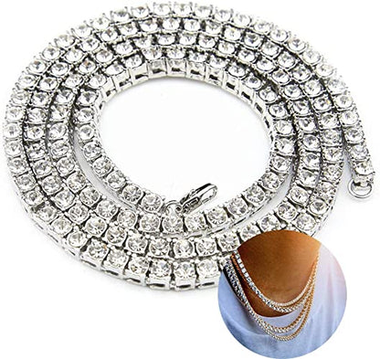 2mm/3mm/4mm Sterling Silver Hip Hop Moissanite Tennis Chain Necklace