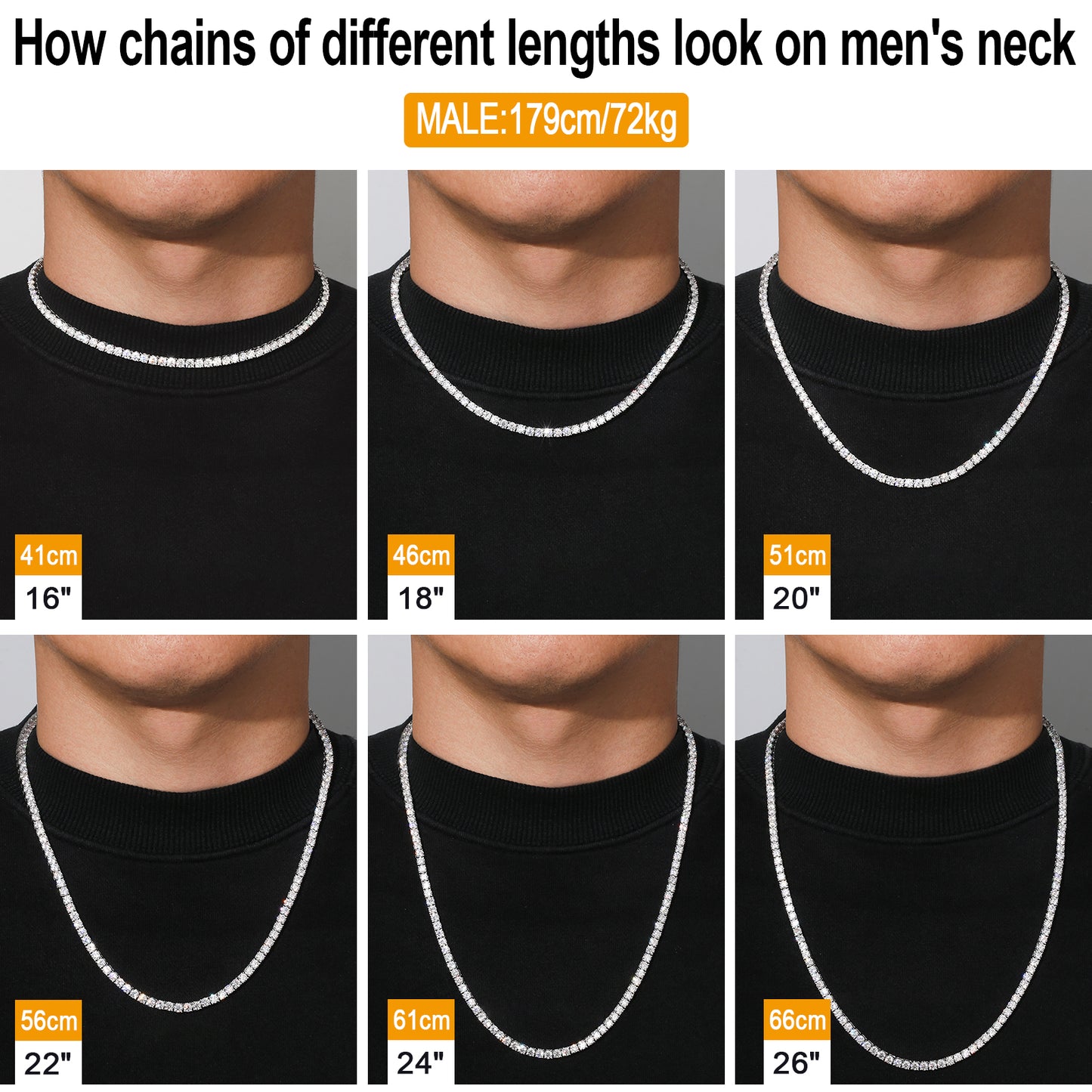 2mm Moissanite Sterling Silver Tennis Chain Necklace and Bracelet Set