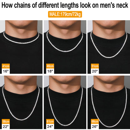 2mm Moissanite Sterling Silver Tennis Chain Necklace and Bracelet Set