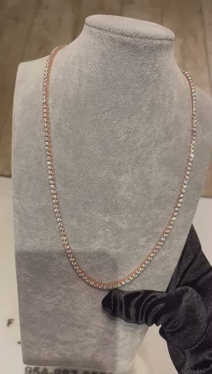 22inch Rose Gold Moissanite Tennis Chain Necklace | Iced Luxury